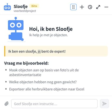 AI-assistent Sloofje met voorbeeldvragen